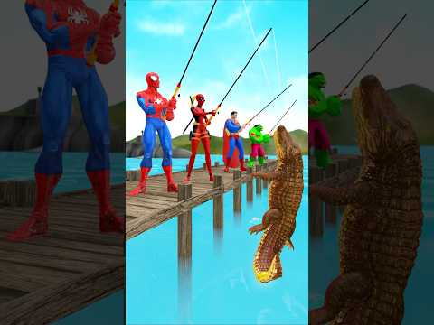 Spider-man challenge fishing vs Hulk, Deadpool, Super Man #gta #spiderman #funnyvideo #homemaranha