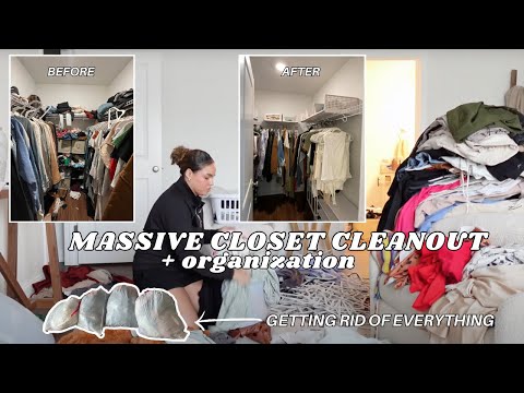 MASSIVE CLOSET MAKEOVER *I got rid of all of my clothes* 🧺🧹// Closet clean out + organization