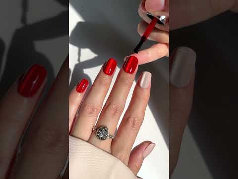 Easy tutorial of making you red cat eye nail design #nails #naildesigns #nailinspo #nailart