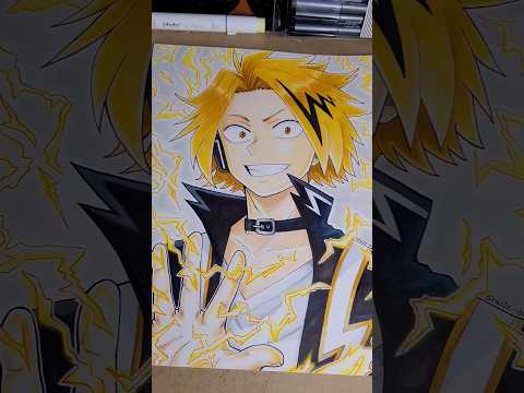 Denki Kaminari fan art drawing process | alcohol markers #art #shorts #animeart #myheroacademia