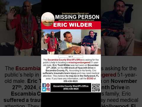 51 YEAR OLD ERIC WILDER IS MISSING FROM ESCAMBIA COUNTY FLORIDA!!!  HELP BRING HIM HOME SAFE!!!