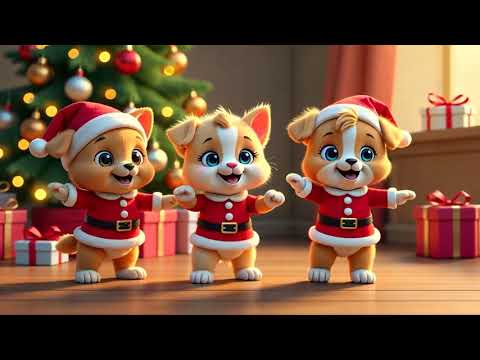 Hey Dog & Bear Sensory - Jingle Bells Dance Little Cat | Ringing Bells Fun Christmas for Kids 🎅