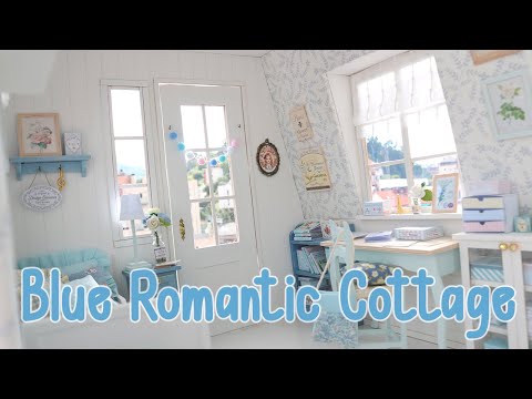 BLUE ROMANTIC COTTAGE 1/6 scale handmade miniature dollhouse by Nerea Pozo (cake shop patisserie)