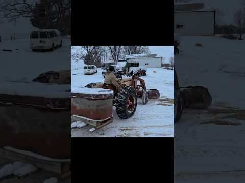 Vintage 1964 Case Loader Tractor Clears Snow on the Homestead.