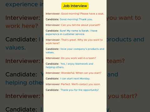 Basic English conversations in a job interview. #Shorts