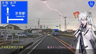 【雷雨と雹で撃沈】国道50号 前橋 → 水戸 Part2/2【フル実況付き車載】