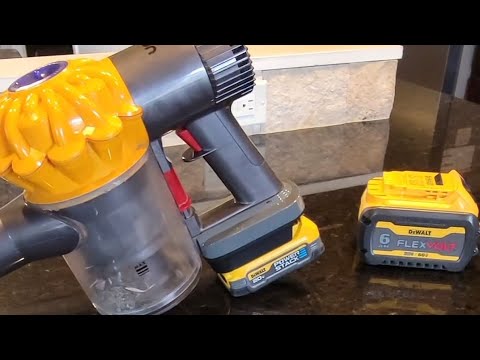 #dyson battery mod with a #amazon adapter and some #dewalt batteries