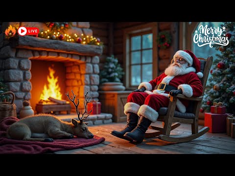 Christmas Fireplace 🎅🔥🎹 Santa by the Fireplace with Instrumental Piano Music