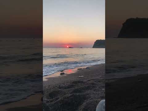 Beautiful sunset view at Buljarica beach in Montenegro filled with relaxing sounds of the sea.