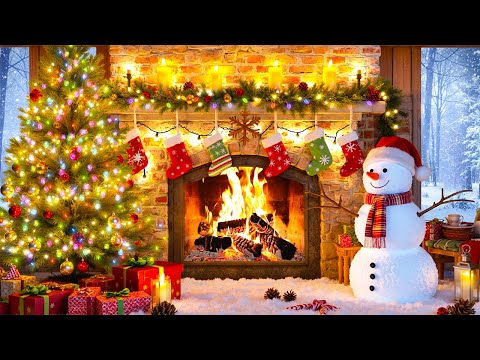 Cozy Winter Fireplace Christmas Relaxing Music❄️Instrumental Christmas Music Snow 🌨️Fireplace Winter