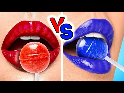 RED vs BLUE Food Challenge! Food of the Same Color Challenge by La La Life Emoji