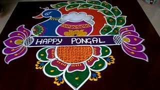 Bhogi kundala muggulu 🦚 beautiful 7 dots sankranti rangoli #sankranthi #festival #rangoli #muggulu