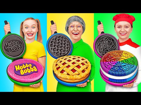 ME VS GRANDMA COOKING CHALLENGE! Crazy Cake Decorating Parenting Hacks!