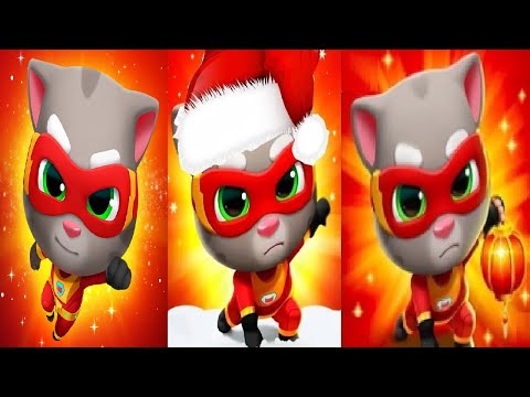 Talking Tom Hero Dash First Version VS Christmas VS Chinese Version 2024 SUPER ANGELA Birthday Tom