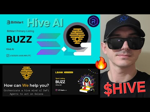 $BUZZ - HIVE AI TOKEN CRYPTO COIN HOW TO BUY LBANK BITMART BUZZ AI AGENTS SOLANA RAYDIUM JUPITER SOL