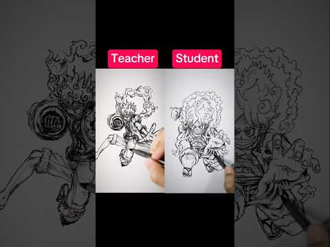 Teacher vs Student Luffy Drawing 😳 #shorts #anime #drawing