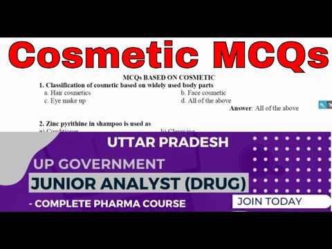 UP Junior Drug Analyst Preparation 2024 | Junior Drug Analyst Course | Cosmetic preparation  Mcqs