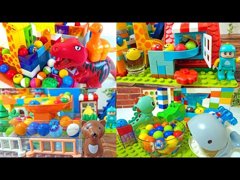 5 Satisfying Colorful Block Building Coasters☆Dinosaurs x Animals Popular compilation video