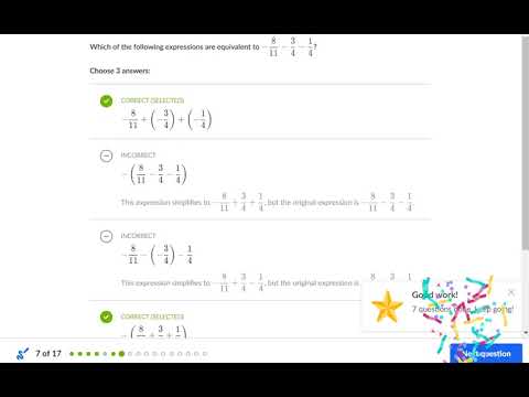 Khan Academy ( Negative numbers: addition and subtraction) Unit test