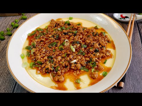 Super Easy! Silky Smooth Steamed Eggs w/ Meat Sauce 肉酱蒸蛋 Chinese Smoothest Eggs & Minced Meat Recipe