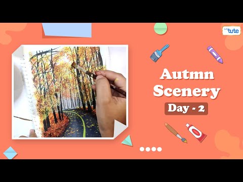 Creating a Stunning Autumn Scenery Painting with Gouache | Day 2 | Letstute