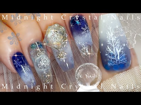 Crystal Nails of a Silent Night / ASMR / Nails / Gel Nails / Tutorial / Sleep