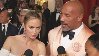 Emily Blunt CRASHES Dwayne Johnson’s Oscars Interview (Exclusive)