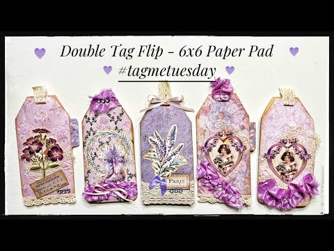 Junk Journal Ephemera - Double Tag Flip - 6x6 Paper Pad #tagmetuesday