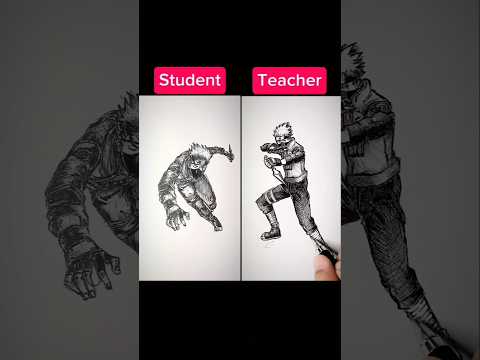 Teacher vs Student Kakashi Speed drawing 😳 #shorts #anime #drawing