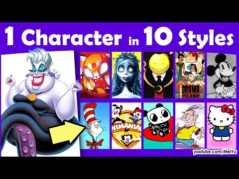 Draw New 10 Art Styles Challenge | The Little Mermaid Villain Ursula Art Style Swap by Mei Yu