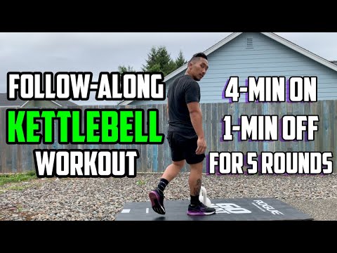 Follow-Along Kettlebell Workout: 4 on, 1 off, 5 rounds