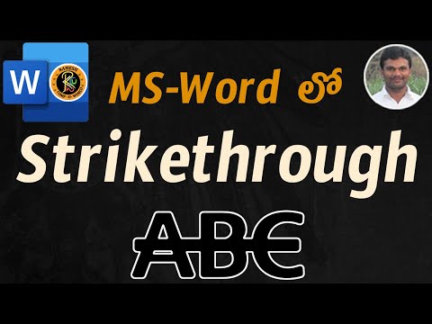 Strike Through Option in Telugu || MS-Word || By K. Ramesh