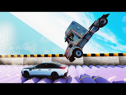 Cars VS Giant Pipe Stairs Challenge Driver   BeamNg Drive