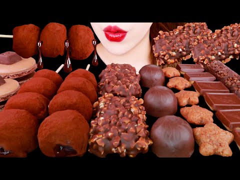 CHOCOLATE PARTY *RICE CAKE SKEWER, CRUNCHY CHOCOLATE, MACARON EATING SOUNDS MUKBANG 먹방 咀嚼音