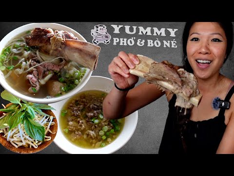 Yummy Pho with GINORMOUS rib bone!! & bone marrow soup at Yummy Pho Katy, TX