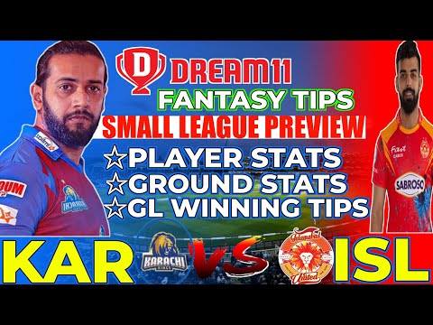 KAR vs ISL Dream11|KAR vs ISL Dream11 Prediction|KAR vs ISL Dream11 Team|  Today