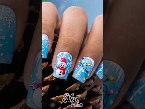 ⛄️Adorable Snowman Nail Art Decoration #short #natdenail #christmas #nails #uñas