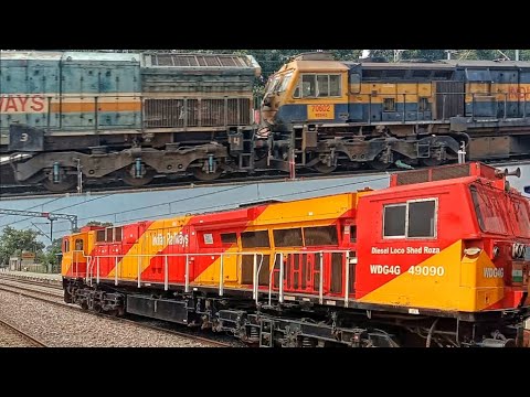 Wdg4 , Wdg4d and Wdg4g Chugging All Diesel Engines Crossing#uniquetrainengines#dieselengines#video