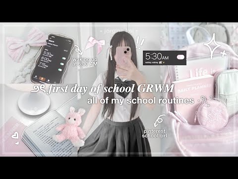 GRWM first day of school [sophomore] 🎀📓 | morning, after school, night routine | jorginakei