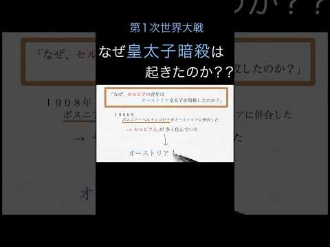 【第1次世界大戦】なぜ皇太子暗殺は起きたのか？？　#shorts