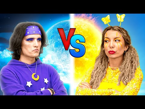 One Colored Room Makeover Challenge! Night Boy vs Day Girl | Siblings Struggles