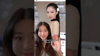 recreating Jennie’s met gala hairstyle! 👀✨ #hairstyle #hairtutorial #shorts