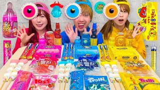 ピンク vs 青 vs 黄色のお菓子で色縛りチャレンジ！24時間メンバーカラーで1食生活！〜COLOR CHALLENGE〜【検証】