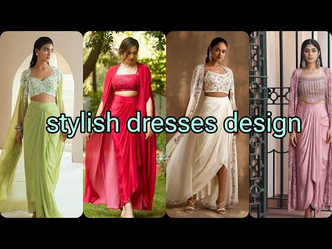 Stylish dresses design || Draped skirts with crop tops designs