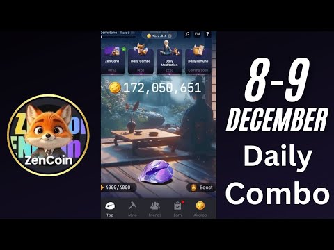 Zen coin daily combo 8 December | Zen coin today combo cards 8 December | Zen coin airdrop