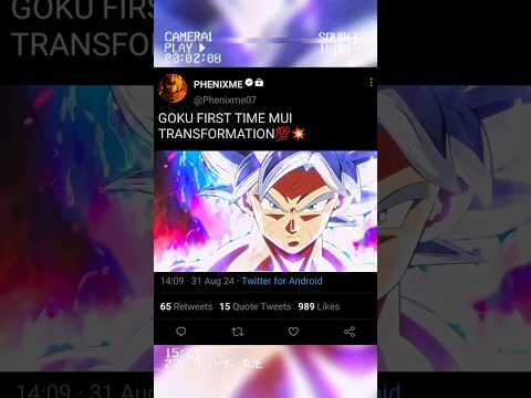 GOKU FIRST TIME MUI TRANSFORMATION 💯💥#shorts #dbz #goku #anime #shorts #music #funk