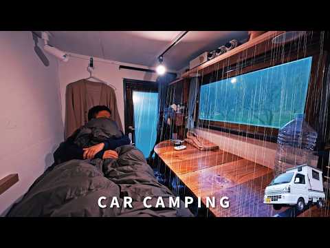 [Winter car camping] Rain on a cold night. Enjoy the sound of rain. truck camper. 184