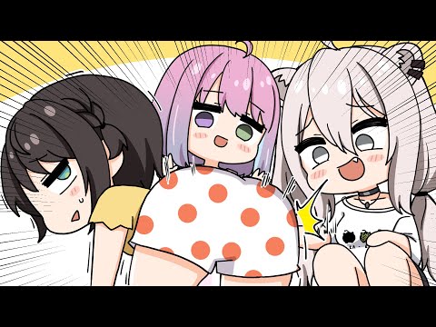 The Bum Drum Battle Begins【Hololive AnimatedClip/Eng sub】【Subaru/Botan/Luna/Choco】