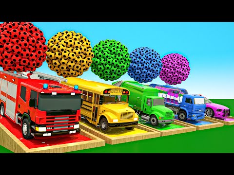 The Wheels on The Bus Song Colorful soccer balls and falling trucks-Baby Nursery Rhymes & Kids Songs