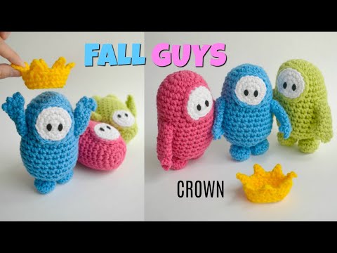 Crown Crochet Tutorial -  Fall Guys Amigurumi (quick and easy)